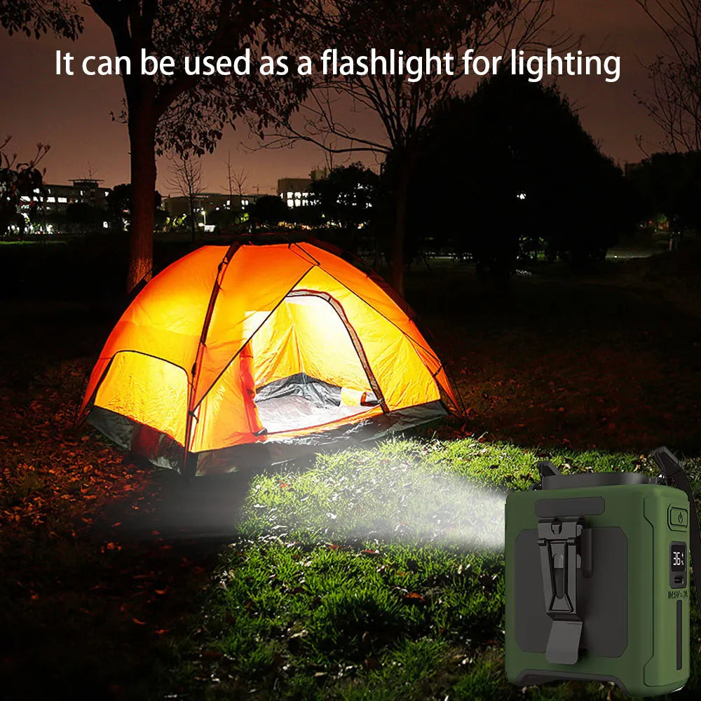 10000Mah Waist Fan Portable Handheld Hanging Neck Fan Ultra-Strong Wind with Phone Charging LED Light for Outdoor Working